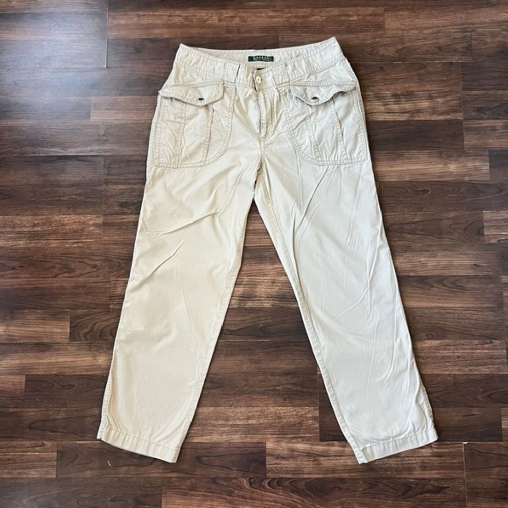 Lauren Ralph Lauren Pants‎ Womens Sz 4 Khaki Cargo Pockets Utility Cotton